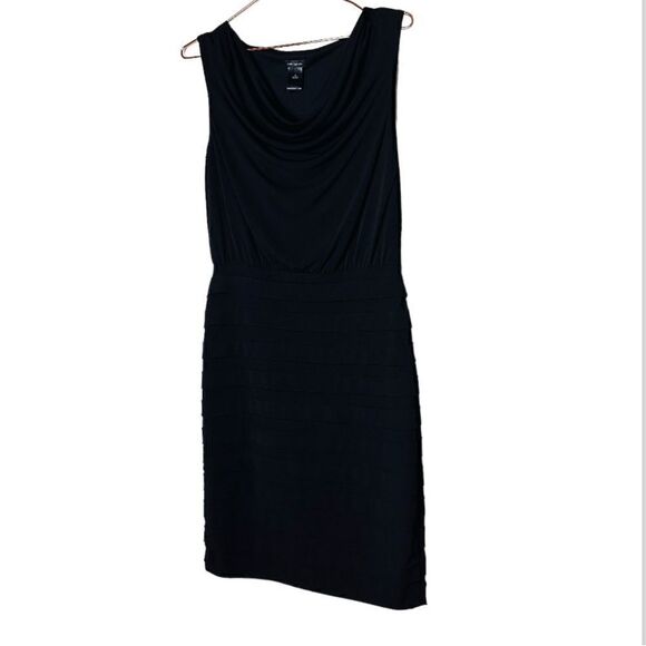 EUC Vintage 90’s Ann Taylor Black Jersey Drapey Dress 2 - Picture 1 of 5